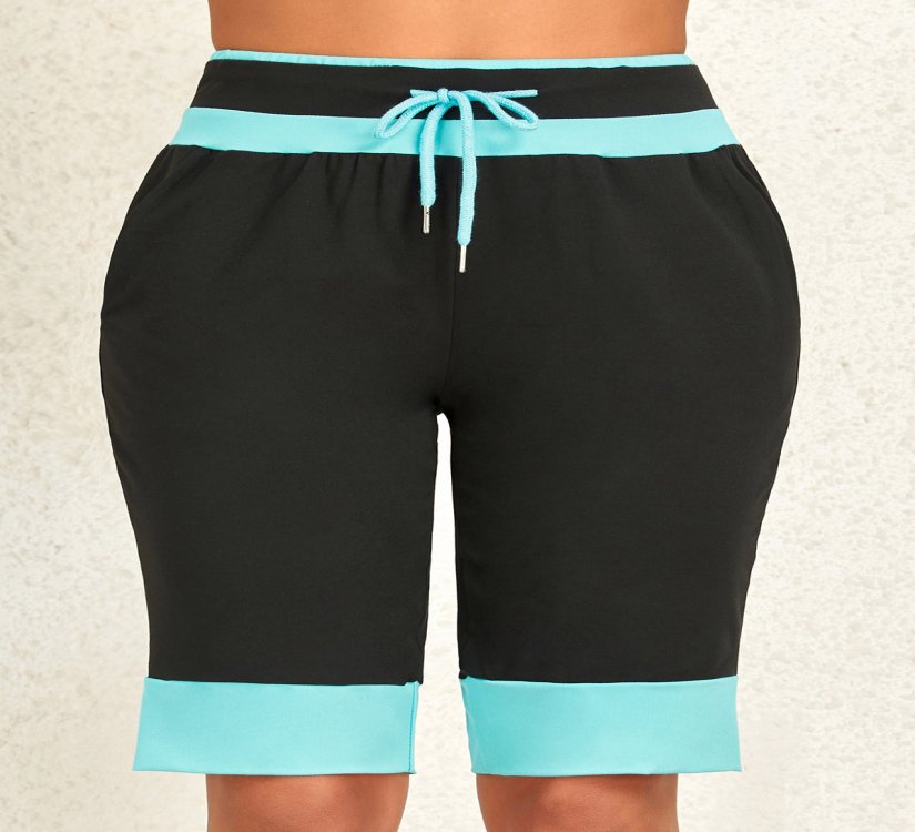 Pocket Black Drawastring High Waisted Shorts